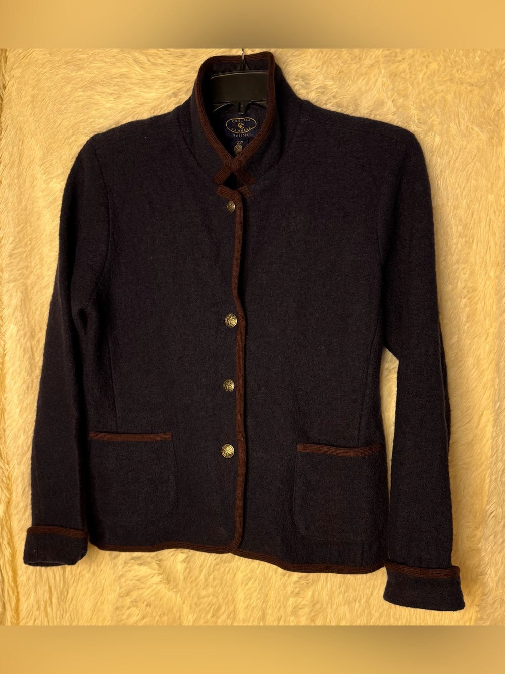 Chelsea & Campbell Petites 100% Pure New Wool navy blazer petite Medium - Picture 3 of 8